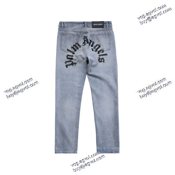 パーム エンジェルス ブランドコピー Palm Angels 2020秋冬 ジーンズ セレブ風 クラシカルな大logoプリント小さいストレートデニム
